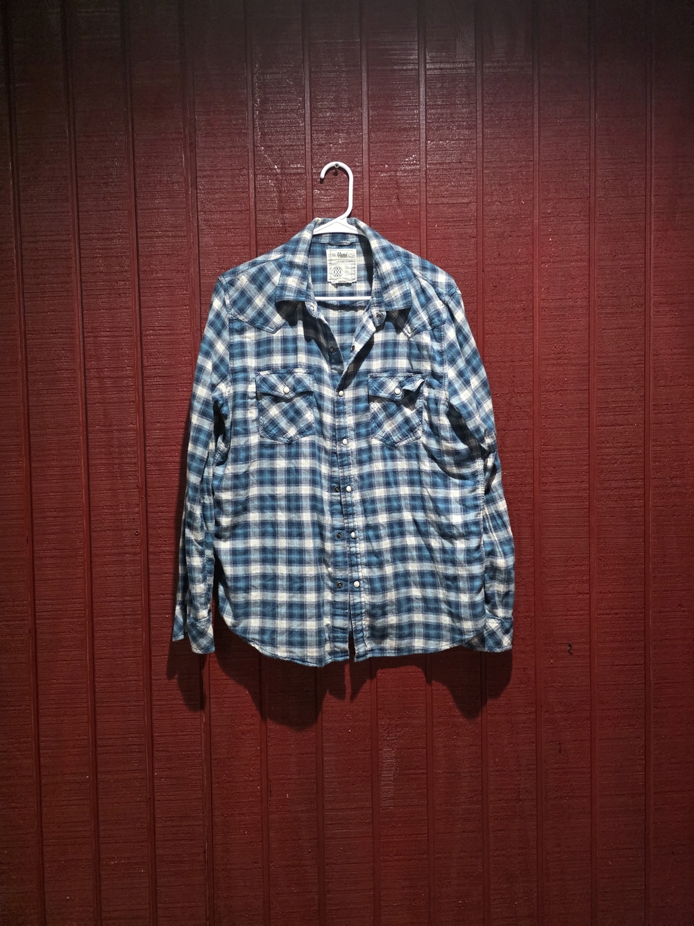 Men's Blue Plaid Button-Down Shirt by